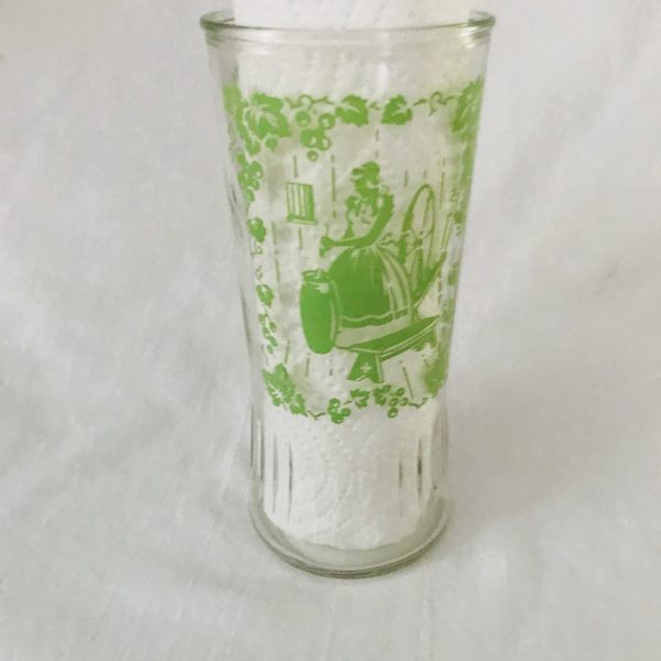 Vintage 1950's single glass tumbler water Iced tea 14 oz farmhouse collectible display kitchen serving 6 1/4" tall 2 7/8" across Churning