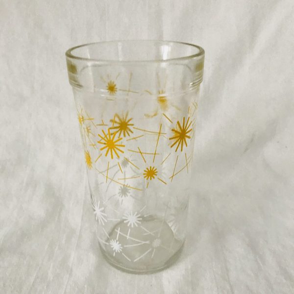Vintage 1950's single glass tumblers water Iced tea 12 oz farmhouse collectible display kitchen serving 5 1/2" tall 3" across Starburst