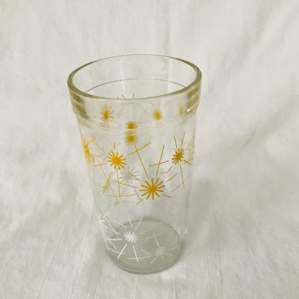 Vintage 1950's single glass tumblers water Iced tea 12 oz farmhouse collectible display kitchen serving 5 1/2" tall 3" across Starburst