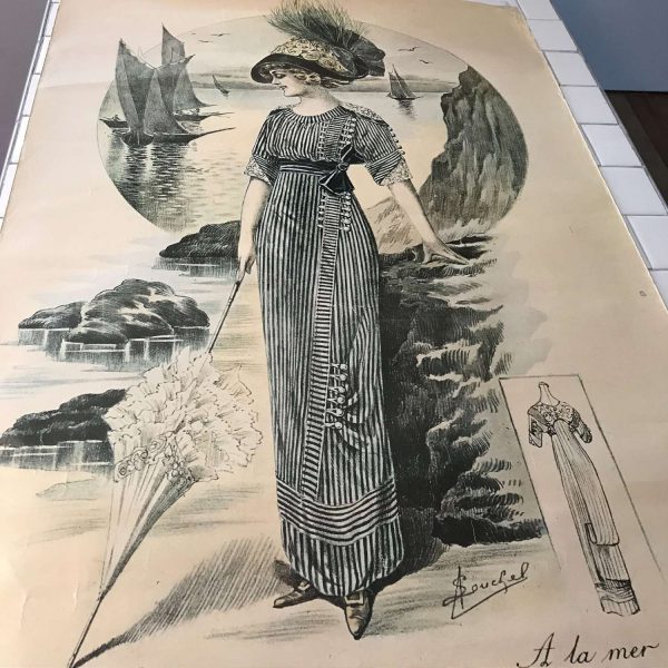 Vintage 1976 Poster A La Mer England 30/6576 limited Edition French Souchel Fashion Poster Advertising Artwork collectible display wall Art