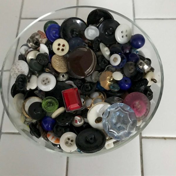 Vintage 3 lbs of glass buttons Sewing Notions collectible farmhouse display farmhouse wedding boquet