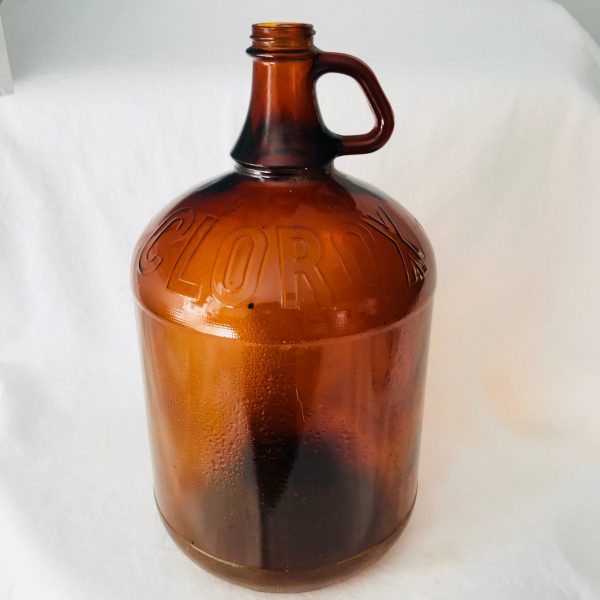 Vintage Amber glass One Gallon Clorox Bottle Wine Making Pharmacy Laundry Drug store Jar display collectible