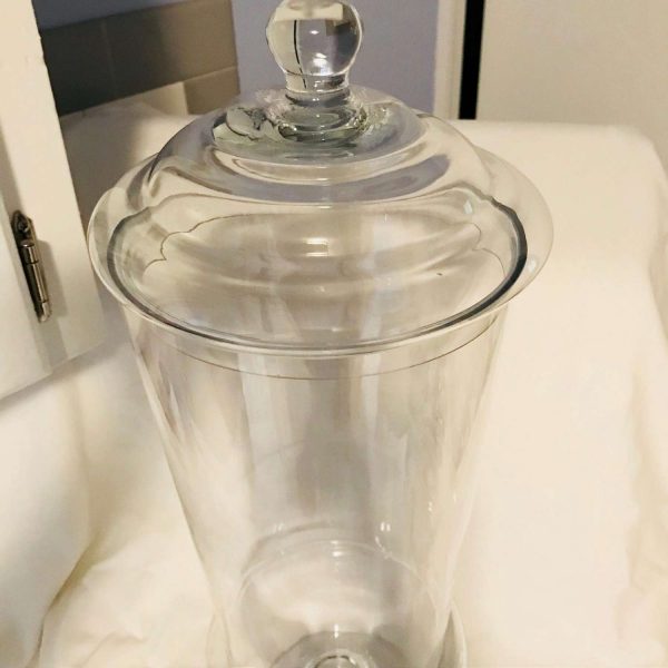 Vintage Apothecary Glass Lidded Jar Medical Pharmacy kitchen storage Collectible Shells Soaps Marbles Farmhouse Cottage Cabin Kitchen