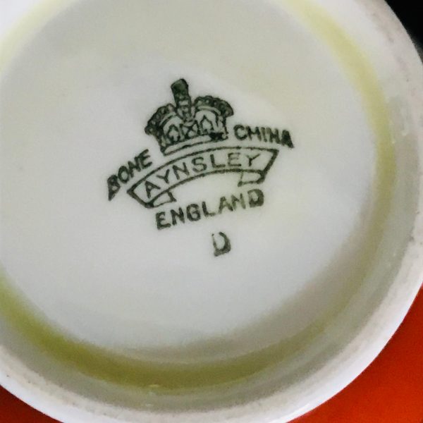 Vintage Aynsley Tea Cup and Saucer Burnt Orange Ivory Gold leaf pattern Fine porcelain England Collectible Display Farmhouse Cottage