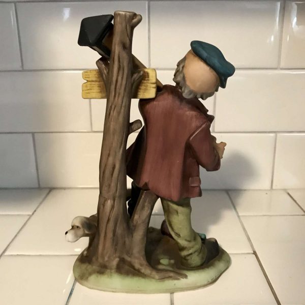 Vintage Bar decor drunk man with light fixture and dog peeing on his leg figurine Mid Century Japan collectible porcelain display figure