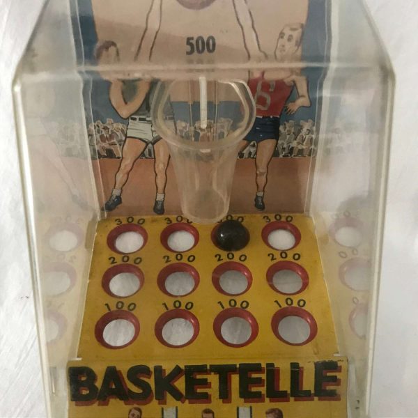 Vintage Basket Ball  Basketball Table Game Tin Litho Basketelle by Marx Toys Retro Collectible game room man cave display collectible toys