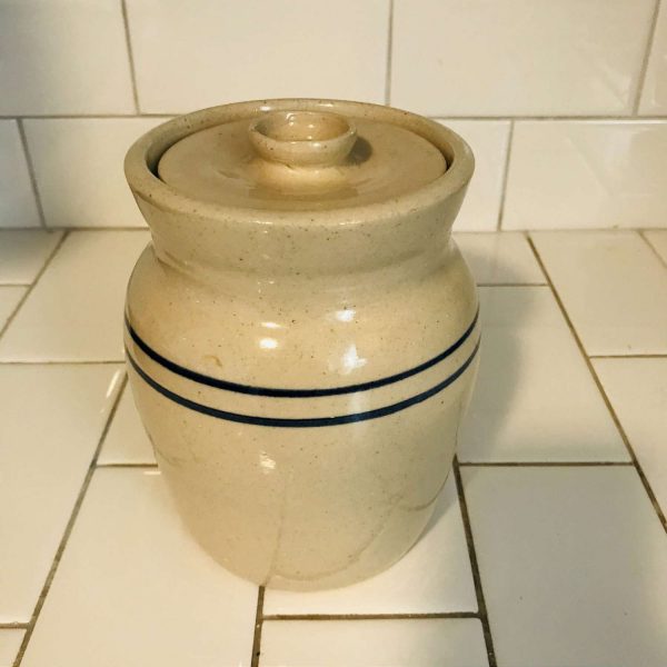 Vintage Beige Crock Butter Churn Small Size Signed collectible display primitive rustic farmhouse pottery hand crafted jug jar crock