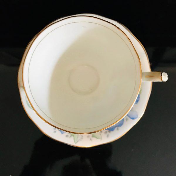 Vintage Bell England tea cup and saucer Pink and Blue Orchids Fine bone china  gold trim farmhouse collectible display bridal cottage