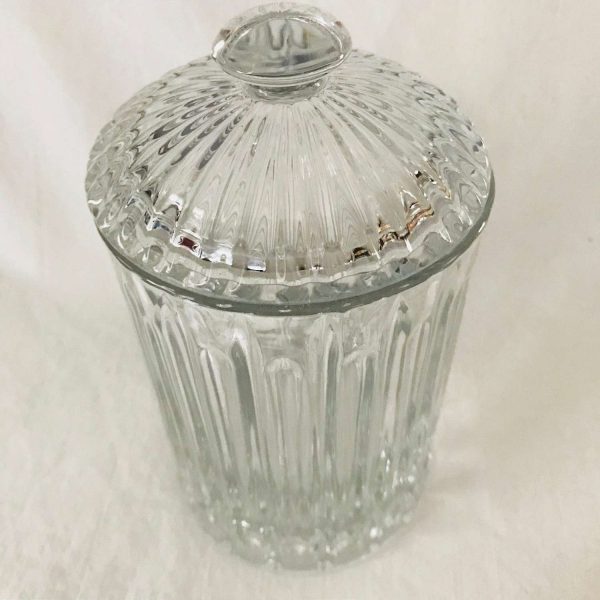 Vintage Biscuit Crystal Jar ribbed pattern lid and base stunning collectible display
