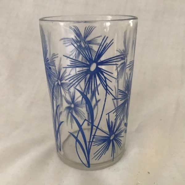 Vintage blue flower swanky swig tumbler juice glass collectible mid century kitchen dining serving drinkware cottage farmhouse