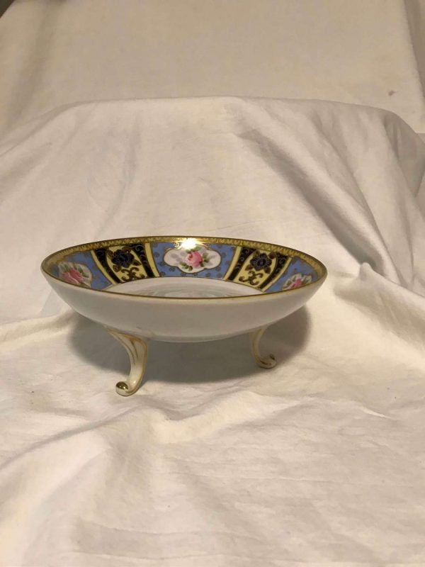 Vintage Bowl Noritake Footed snack trinket display hand painted bowl cottage shabby chic farmhouse collectible display gold trimmed compote