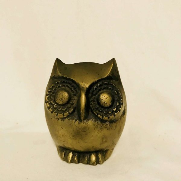 Vintage Brass Owl Figurine Collectible Display Retro Modern Mod Mid Century