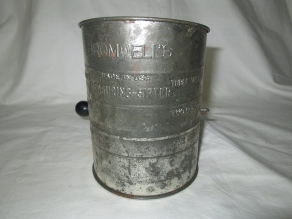 Vintage Bromwell Measuring Sifter Metal with Wooden handle 3 cups