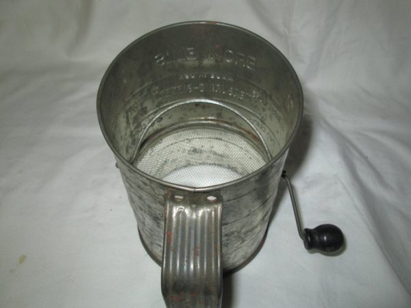 Vintage Bromwell Measuring Sifter Metal with Wooden handle 3 cups