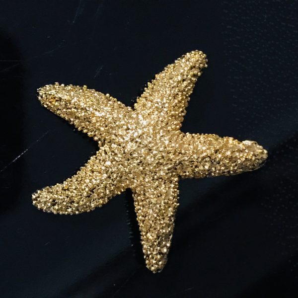 Vintage Brooch Pin Starfish Mid Century Gold textured pattern collectible accessory jewelry nautical beach side beachy water ocean