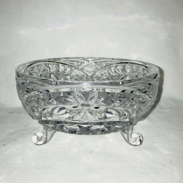 Vintage Candy Covered Large Crystal Dish Bowl Beautiful prims shows color ornate pattern footed dish ornate cut crystal pattern elegant