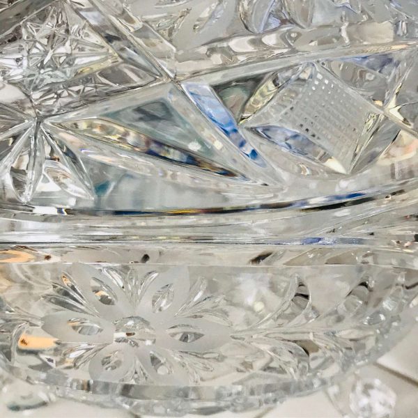 Vintage Candy Covered Large Crystal Dish Bowl Beautiful prims shows color ornate pattern footed dish ornate cut crystal pattern elegant