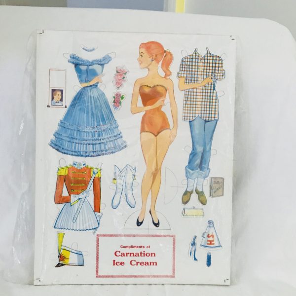 Vintage Carnation Ice Cream Paper Doll Gift with Purchase Cardboard Collectible Display Party Favors 8 Pack Advertising