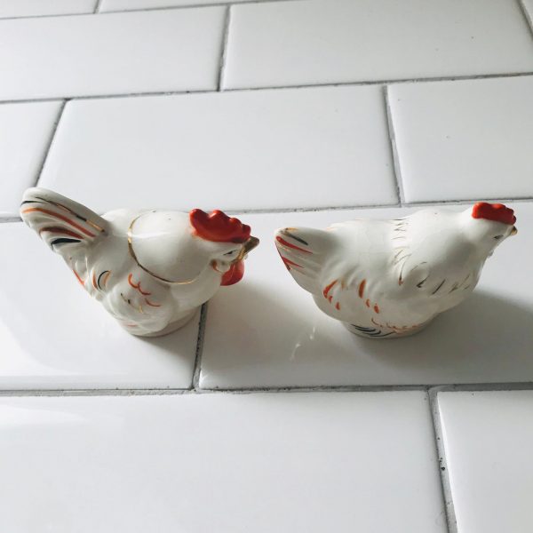 Vintage Chicken Rooster Salt & Pepper Shakers War-time Japan farmhouse lodge hunting cabin collectible display retro kitchen