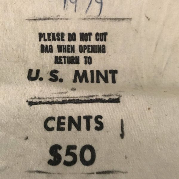 Vintage Cloth Bank Bag Advertising U.S. Mint Cents Heavy Cotton Bank Coin Bag Collectible Display TV movie prop Fabric