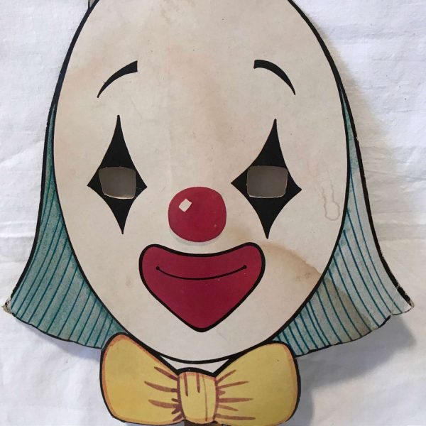 Vintage Clown Cardboard hand held clown mask Circus Clown display collectible Fort Myers, Fla. 1979