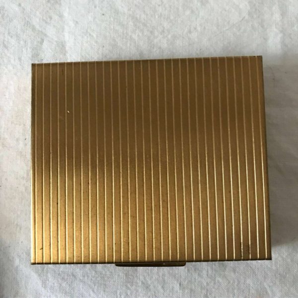 Vintage Compact Brass etched lined purse accessory handbag collectible display vanity