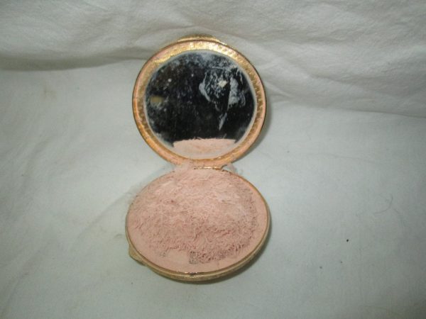Vintage Compact Brass with Mirror, Screen, powder and Puff collectible display vanity purse handbag face powder