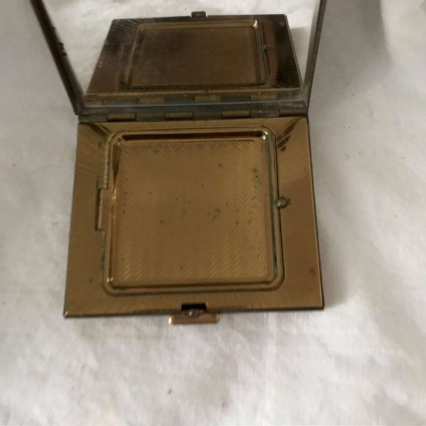 Vintage Compact Double sided Genuine Mother of Pearl brass Mirror collectible purse handbag display face powder