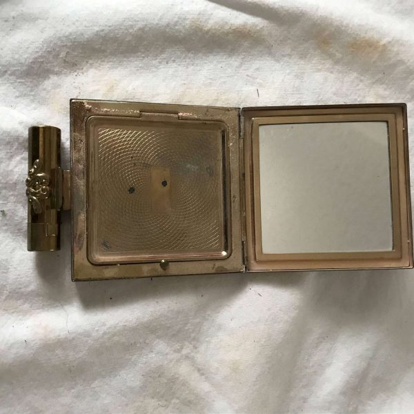 Vintage Compact Helena Rubinstein Face Powder with lipstick refillable original puff nice mirror working latches
