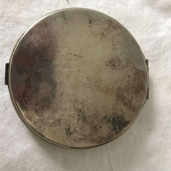 Vintage Compact Silverplate with Mother of Pearl face powder compact purse accessory handbag collectible display vanity