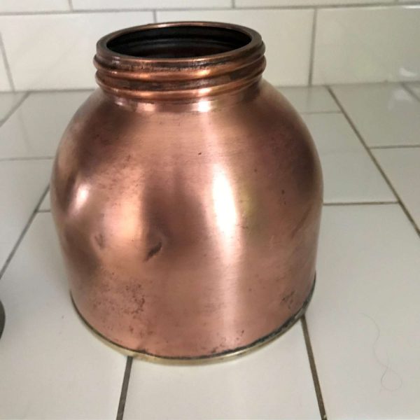 Vintage Copper and Brass Can with threaded top zinc lid USA collectible farmhouse garage storage display