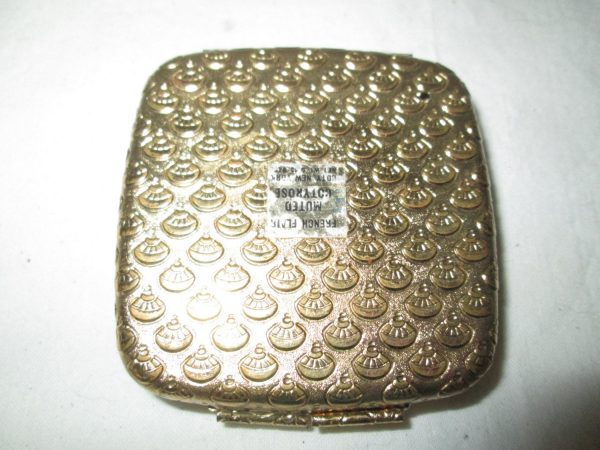 Vintage Coty French Flair Compact Brass with Mirror and puff collectible display vanity purse accessory handbag compact