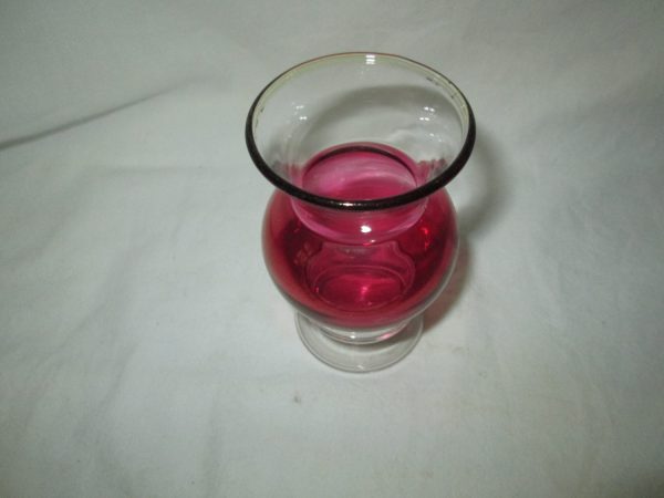 Vintage Cranberry Glass small bud base gold trim top collectible cranberry glass