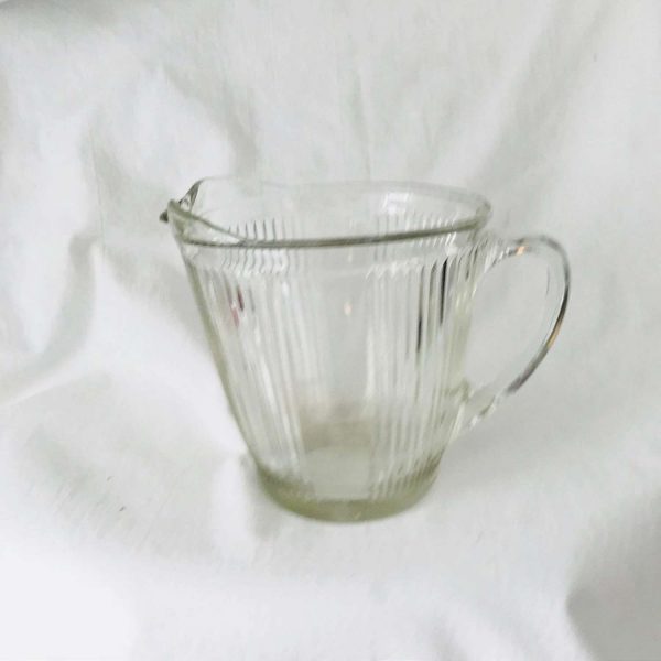 Vintage Cream Milk Pitcher Ribbed glass Mic Century farmhouse collectible display kitchen decor