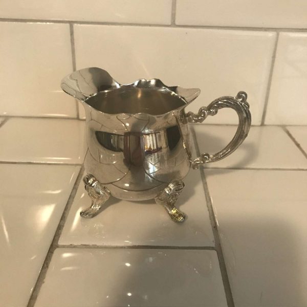 Vintage cream pitcher creamer elegant silverplate dainty footed ornate collectible farmhouse cottage bed and breakfast display
