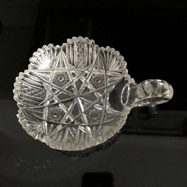Vintage Cut Glass Nappy with Sawtooth rim Candy dish bowl serving dining collectible display trinket soap dish