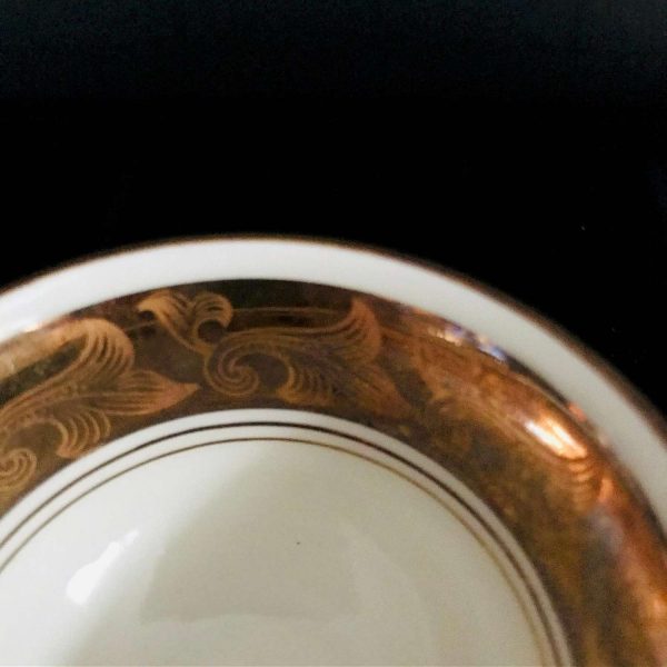 Vintage Demitasse Tea cup and Saucer Zeh Scheczer Bavaria Germany Ornate gold band inside and out collectible display