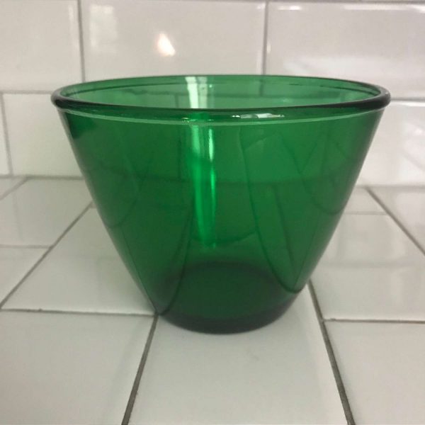 Vintage depression glass forest green mixing bowl farmhouse collectible display baking kitchen cooking serving