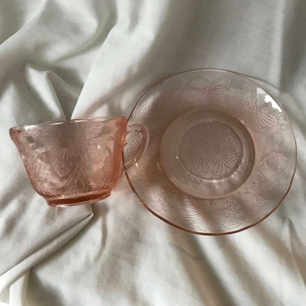 Vintage Dogwood 3 piece Serving Set Pink depression glass Macbeth Evans Co. 1930-34 Depression glass Farmhouse Collectible Display Holiday