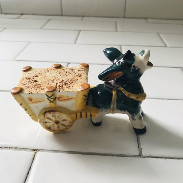 Vintage Donkey and Cart Salt and Pepper Shaker Collectible farmhouse display tableware cottage retro kitchen