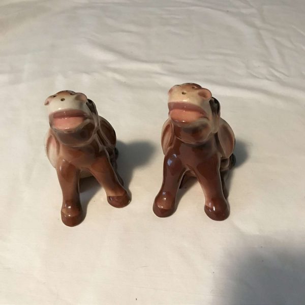 Vintage Donkey Salt and Pepper Shakers War-time Japan farmhouse lodge hunting cabin collectible display RARE Unique & Whimsical
