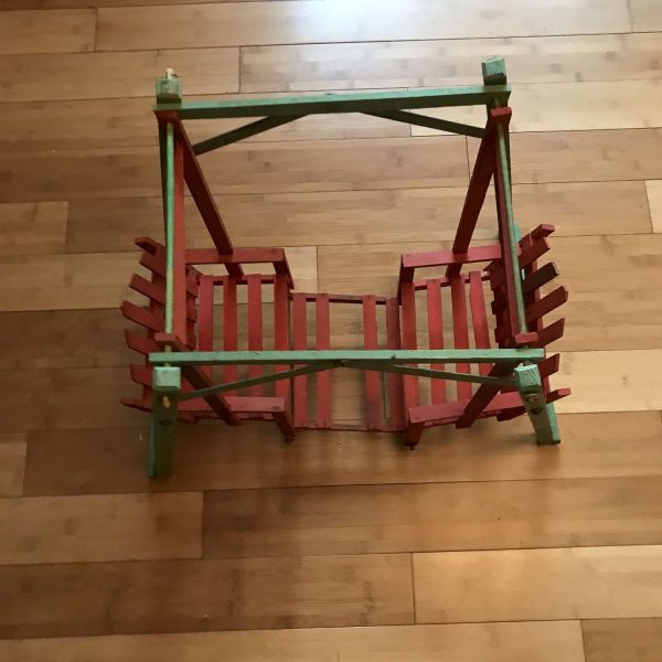 Vintage Double Doll Swing Toy Display Collectible Swing Wooden slatted swings and base wooden frame farmhouse primitive doll display