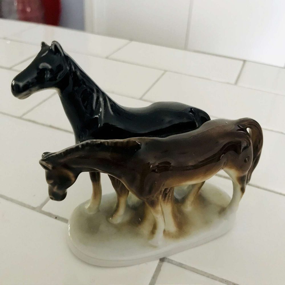 Vintage Double Horse Figurine Fine China Mid Centur Japan collectible ...