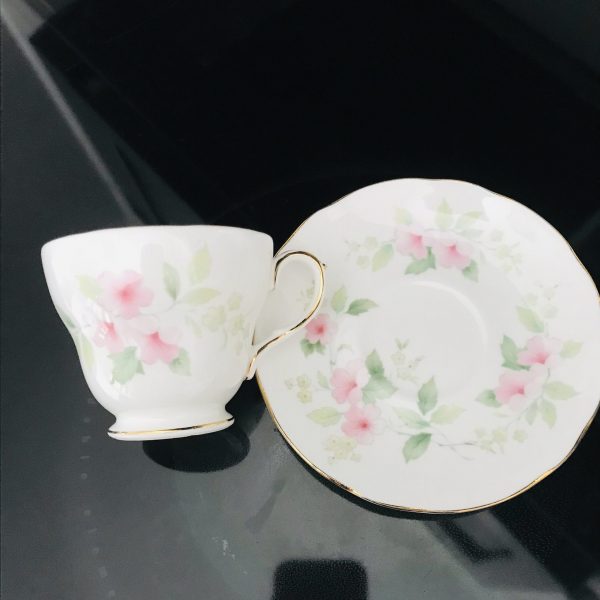 Vintage Duchess Tea cup and saucer England Fine bone china Light Pink Flowers gold trimmed farmhouse collectible display cottage shabby chic
