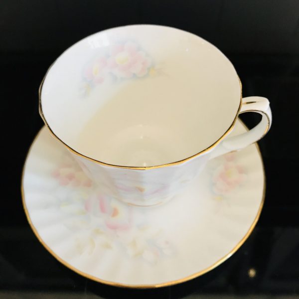 Vintage Duchess Tea cup and saucer  England Fine bone china Pale Pink Roses gold trimmed farmhouse collectible display cottage shabby chic