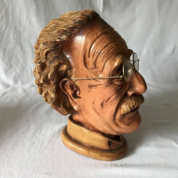 Vintage Einstein Chalkware Head Figurine
