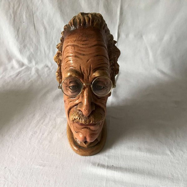 Vintage Einstein Chalkware Head Figurine