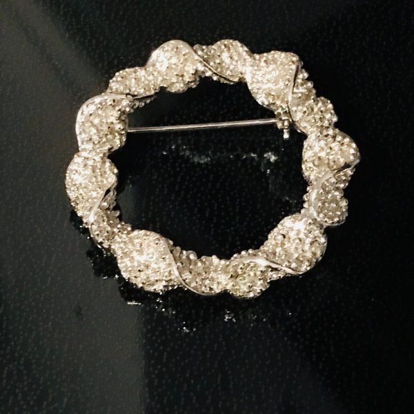 Vintage Emmons Pin Brooch Wreath style twisted textured collectible jewelry silver tone