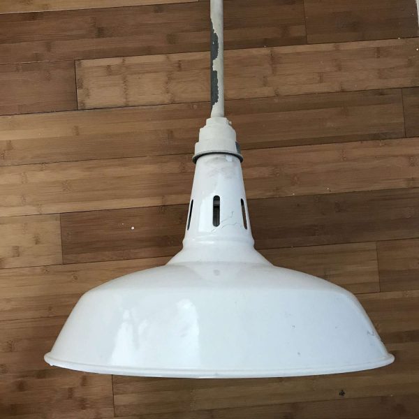 Vintage Enameled Light Fixture & Electrical Pole Ceiling Porcelain Metal Farmhouse Barn Kitchen Collectible Display Industrial Utility