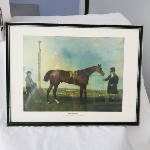 Vintage English Artwork Horse with trainer Mameluke Painted by Benjamin Marshall Marked Decorative Crafts made in England